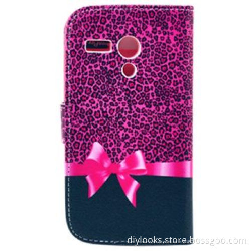 Pink Leopard Texture Leather Case with Credit Card Slots and Holder for Motorola Moto G